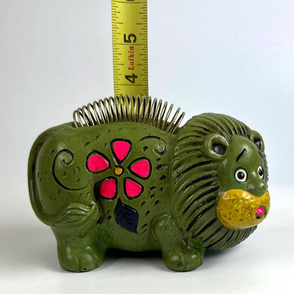 1970's Lion Bank, Pen And Note Holder Neon Black Light Glowy Pink Green Yellow - Picture 12 of 13